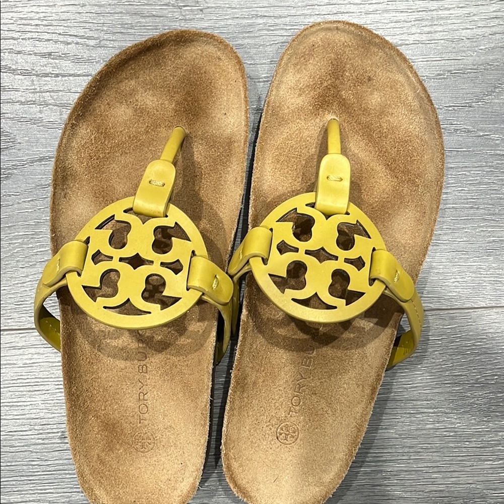 Tory Burch Mustard Slide Sandals